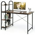 thumbnail image 1 of Costway 48" Reversible Computer Desk Writing Workstation w/ Storage Shelf Rustic Brown, 1 of 10