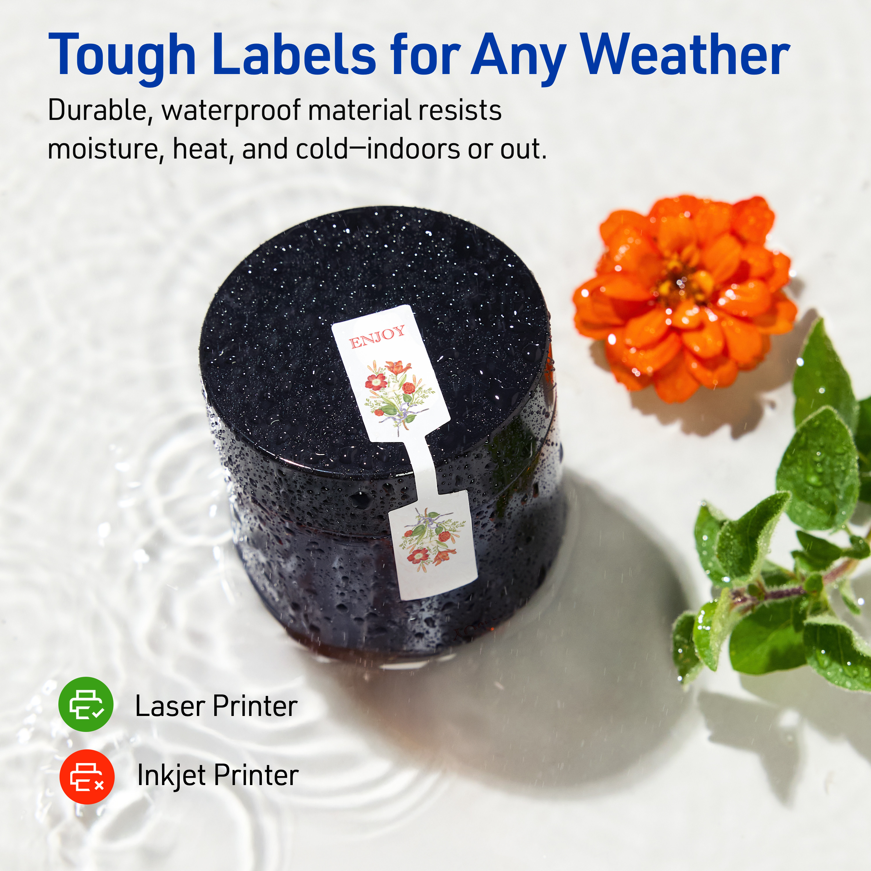 Avery Waterproof Barbell Labels, 0.5" x 2.5", 2250 Total