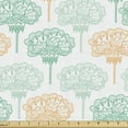 thumbnail image 1 of Floral Fabric by the Yard, Oriental Lace Style Botanical Pastel Colored Repeating Flower Buds Twigs, Upholstery Fabric for Dining Chairs Home Decor Accents, White Seafoam Peach by Ambesonne, 1 of 5