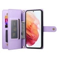 thumbnail image 3 of For Samsung Galaxy S21 5G 6.2-inch Wallet Case for Women Men Multi-Card Slots Zipper Pocket Lanyard Strap Wristlet Leather Phone Case,Purple, 3 of 7