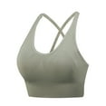 thumbnail image 5 of Full-Coverage Bra Women Yoga Bras Solid Sleeveless Cold Shoulder Casual Tanks Blouse Tops V-Neck Seamless Bra Feature Hook and Eye Closure Push-up Bra Style Y-542 , Green M, 5 of 5