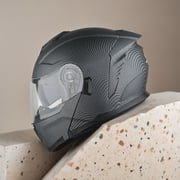 1Storm Motorcycle Street Bike Modular/Flip up Dual Visor Sun Shield Full Face Helmet: HJK920 Matte Fiber Black