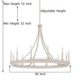 thumbnail image 5 of ACROMA  12-light 40In Modern Farmhouse Large Wagon Wheel Chandelier Black & Brass Matte Adjustable Painted, 5 of 5