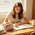 thumbnail image 6 of Large Pencil Pouch Handheld Zipper Pencil Case Organizer Student Supplies Pink, 6 of 6
