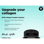 Vital Vitamins Multi Collagen Complex Capsules - Type I, II, III, V, X - Hair, Skin, Nails - 150 Ct