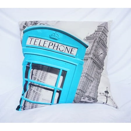 Telephone Box Aqua Cotton Throw Pillow Walmart Com