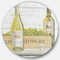 thumbnail image 1 of Designart « Bouteilles de Vin Chardonnay Blanc » Art Mural Rond en Métal Style Ferme, 1 of 3