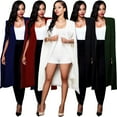 thumbnail image 4 of Chaqueta de traje de mujer de talla grande de Europa y América con capa larga y grande de color sólido personalizada de otoño, 4 of 6