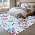 thumbnail image 5 of Area Rug 60×96in, Spring Blue Flower Leaves Bird Floor Carpet Living Room Rug, Watercolor Floral Leaf Animal Non-Slip Welcome Mat Indoor Rugs for Bedroom Dining Room, 5 of 9