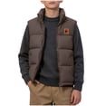 thumbnail image 2 of Boys Quilted Vest Outwear Warm Fashion Casual Full Zip Winter Sleeveless Jacket Brown 8, 2 of 7