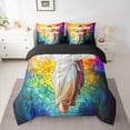 thumbnail image 2 of jejeloiu Colorful Glass 7 Pieces Bedding Comforter Set,Merry Christmas Full Bedding Set,God Fitted Sheet Flat Sheet For Adults,Super Cozy Room Decor Reversible, 2 of 8