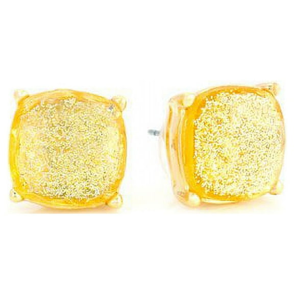 Gold-Plated Neutral with Glitter Stud Earrings