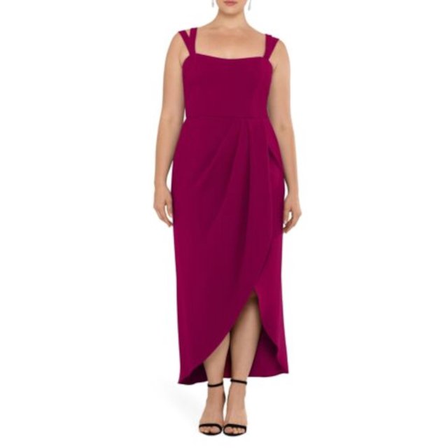 XSCAPE Robe Fourreau Formelle Longue Sans Manches à Encolure Dégagée Fendue Violette pour Femmes Taille 8