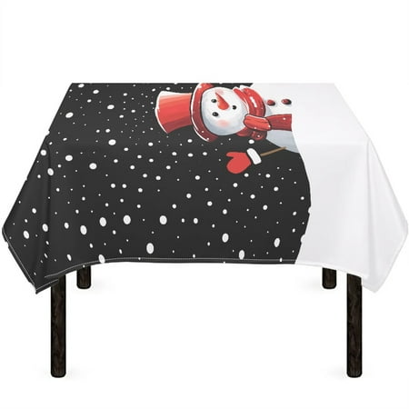 

HOTYD Christmas Printed Tablecloth Black Dining Table Cover Polyester Material Waterproof and Anti Fouling Kitchen Restaurant Camping Party Size S