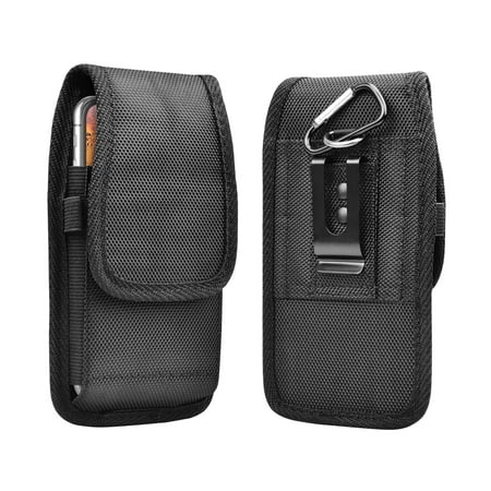 for HTC Wildfire X U12 Life U12+ Desire 12+ U11 EYEs U11+ One M9 M8 M7 10 Rugged Pouch Case, Njjex Universal Nylon Flap Phone Holster Pouch Metal Belt Clip Case up to 6.6 inch display Carabiner