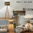 thumbnail image 3 of Wood Tripod Floor Lamp, Mid Century Wood Standing Lamp with 3 Color Temperature Dimmable Standing for Living Room, Bedroom, Office Modern Abstract Curve 3D Striped Black Flaxen Lamp Shade, 3 of 5