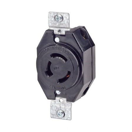 Leviton 7310-B Receptacle Locking Blade Non-NEMA 20A 125/250V 3P3W Non-Grounding - Black