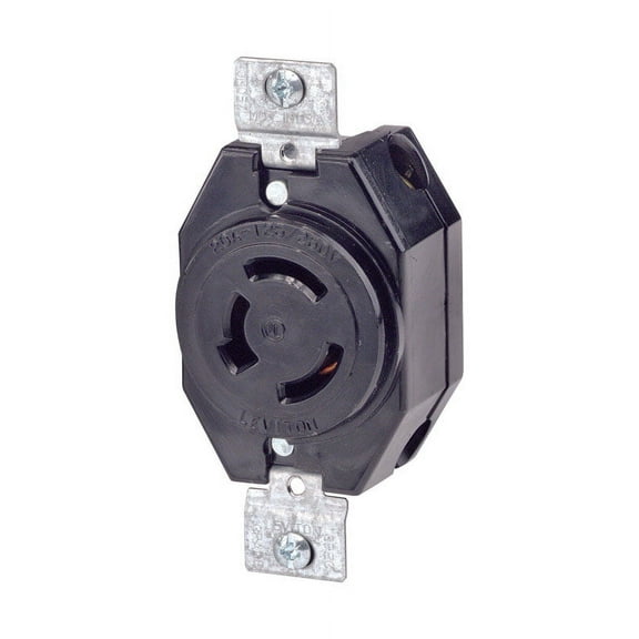Leviton 7310-B Receptacle Locking Blade Non-NEMA 20A 125/250V 3P3W Non-Grounding - Black