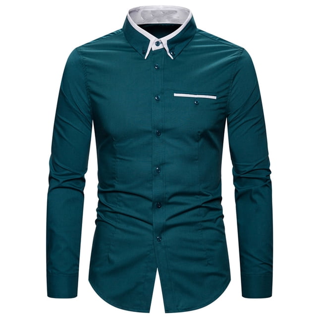 pstuiky Camisas suaves de manga larga para hombre, Camisa formal con estampado de color para hombre y blusa de manga larga con cuello vuelto salir tops m
