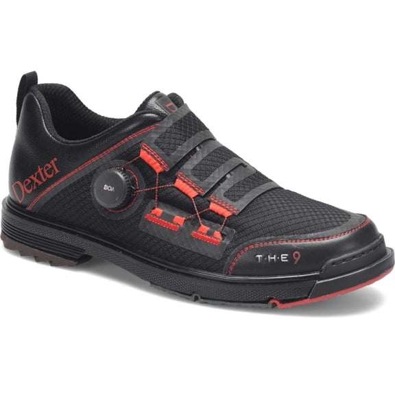 Dexter Mens Wide Width The 9 Stryker Boa Black/Red Bowling Shoes - 7
