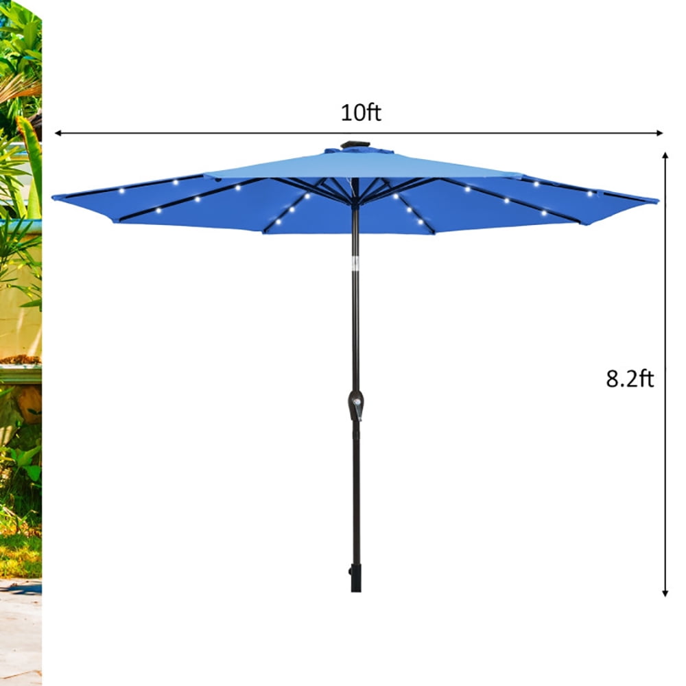 Aimee Lii 10' Solar LED Lighted Patio Market Umbrella Shade Tilt Adjustment Crank, Table Umbrella Outdoor for Patio, Pool, Beach, Blue Aimee Lii 10' Solar LED Lighted Patio Market Umbrella Shade Tilt Adjustment Crank, Table Umbrella Outdoor for Patio, Pool, Beach, Blue