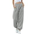 thumbnail image 4 of Gzhioc Women Athletic Jogger pants, Soft Cotton Plush Solid Color High Waist Sweatpant Yoga Pant with Pockets for Workout Running, 4 of 6