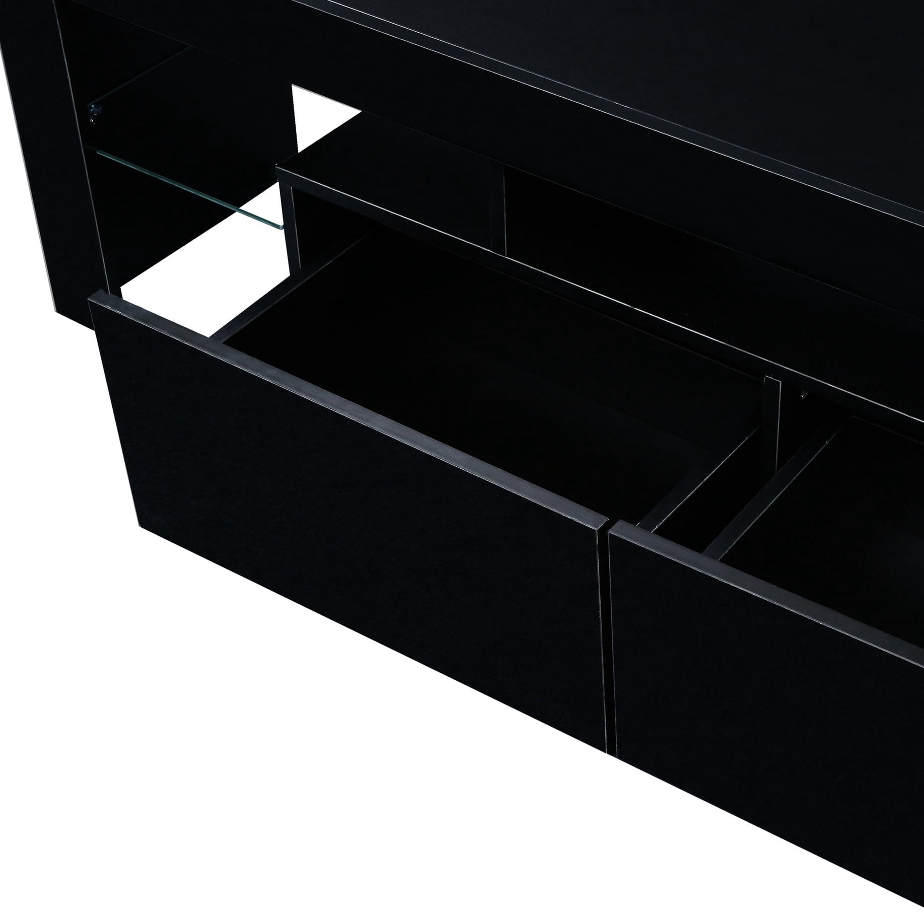 20-Color LED Black TV Stand, Remote-Controlled Lights | Ideal for Modern Living Rooms, High Load Bearing