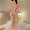 thumbnail image 2 of LIaqionyy Women's Pajama Sets 2 Piece Lounge Sets Long Sleeve Loose Sleepwear Top and Pants Oversized Comfy Pjs Loungewear, 2 of 7
