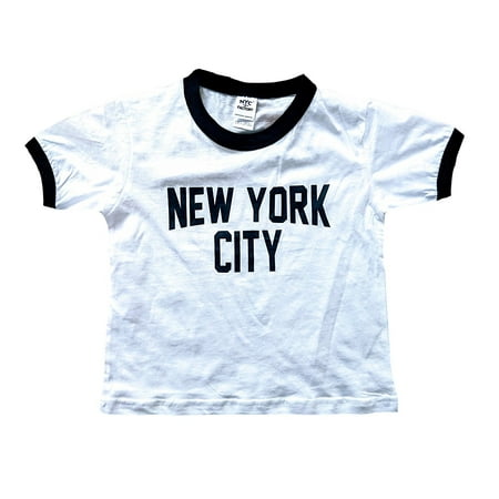 

New York City Toddler John Lennon Ringer NYC Baby Tee Beatles T-shirt White 4T
