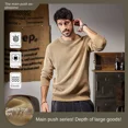 thumbnail image 2 of Suéter de punto nuevo de otoño e invierno para hombre, suéter holgado de cuello redondo, estilo perezoso, sudadera con capucha, ropa de manga larga de color sólido, 2 of 4