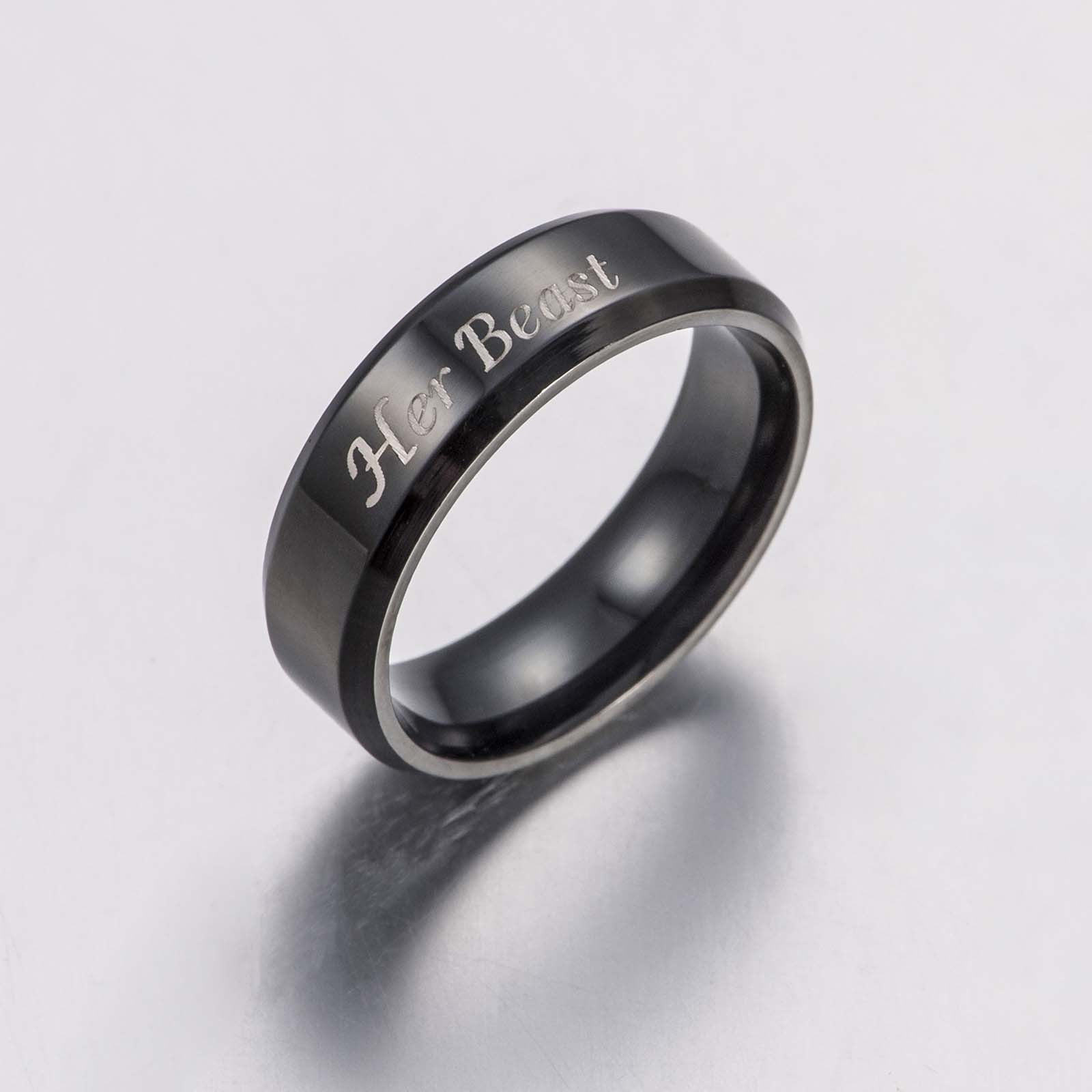Her Beast Steel titanium Couple Rings His and Her Promise Wedding Band Rings