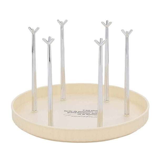 Soporte para tazas de 6 ganchos, estante de almacenamiento con bandeja de drenaje, colgador de taza de agua creativo extraíble para baño, soporte de Beige Gloria Titular de la taza
