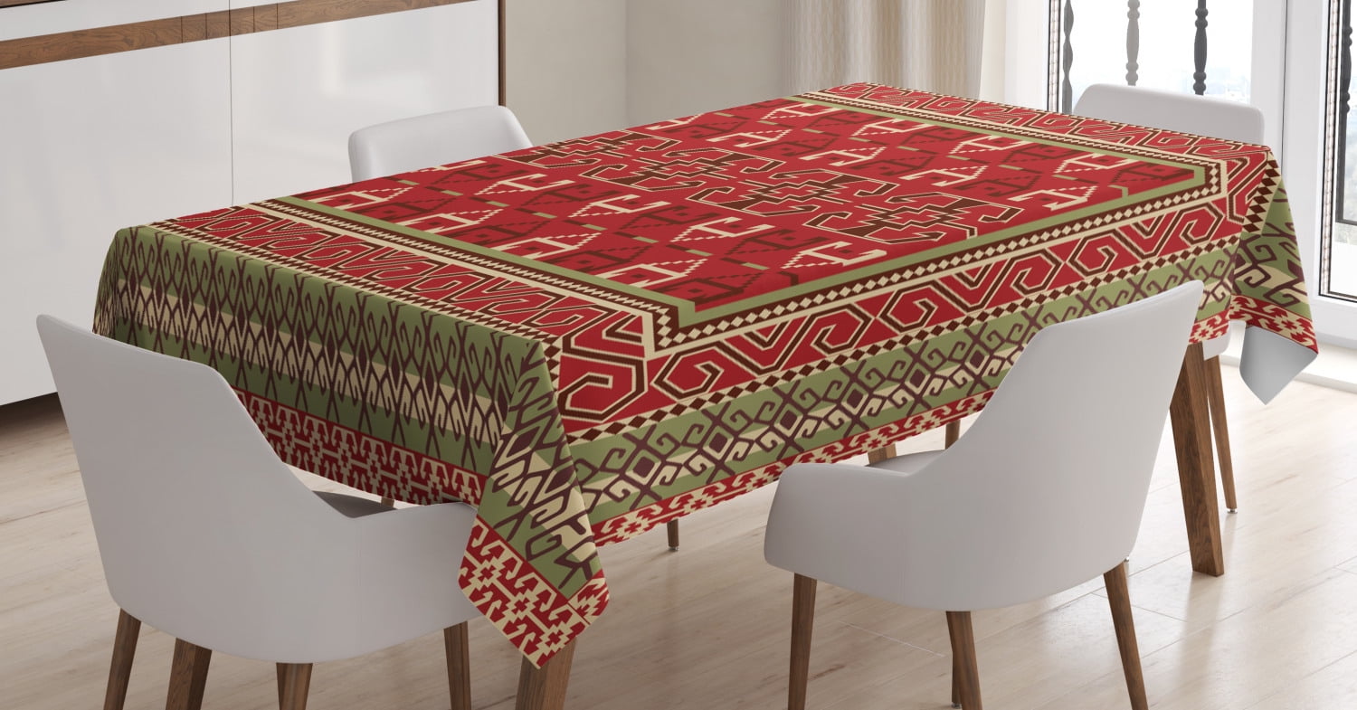 Turkish Pattern Tablecloth, Rectangular Frames and Abstract Shapes with
