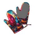 thumbnail image 5 of Cauagu Colorful Stone World Print Oven Mitts 2 Piece Set,BBQ Gloves Grilling Gloves Kitchen Silicone Oven Gloves Heat Resistant Oven Mitts for Barbecue Cooking & Baking, 5 of 6