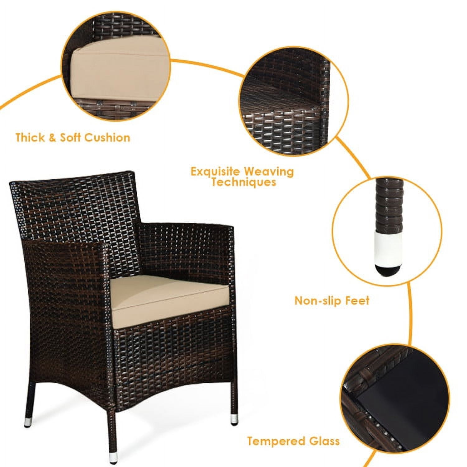 Aimee Lii 4 Pieces Patio Cushioned Wicker Conversation Set, Outdoor Sectional Set with with Glass Coffee Table, Beige & Gray Aimee Lii 4 Pieces Patio Cushioned Wicker Conversation Set, Outdoor Sectional Set with with Glass Coffee Table, Beige & Gray