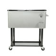 thumbnail image 3 of 80 Quart Rolling Cooler Cart on Wheels, Outdoor Kitchen Cooling Bins Ice Chest with Open Shelf, Bottle Opener and Cap Catcher, Bar Drink Cooler, Beverage for Patio Pool Party, Silver, 3 of 9