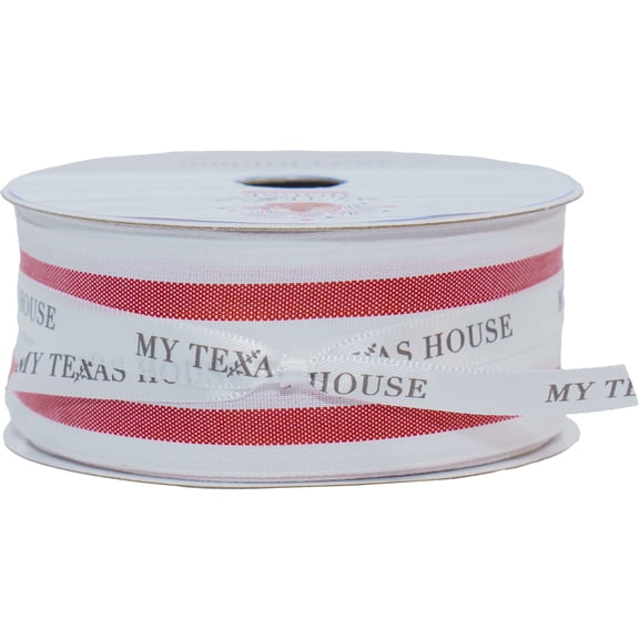 Striped Ribbon, Red and White, 18', by My Texas House