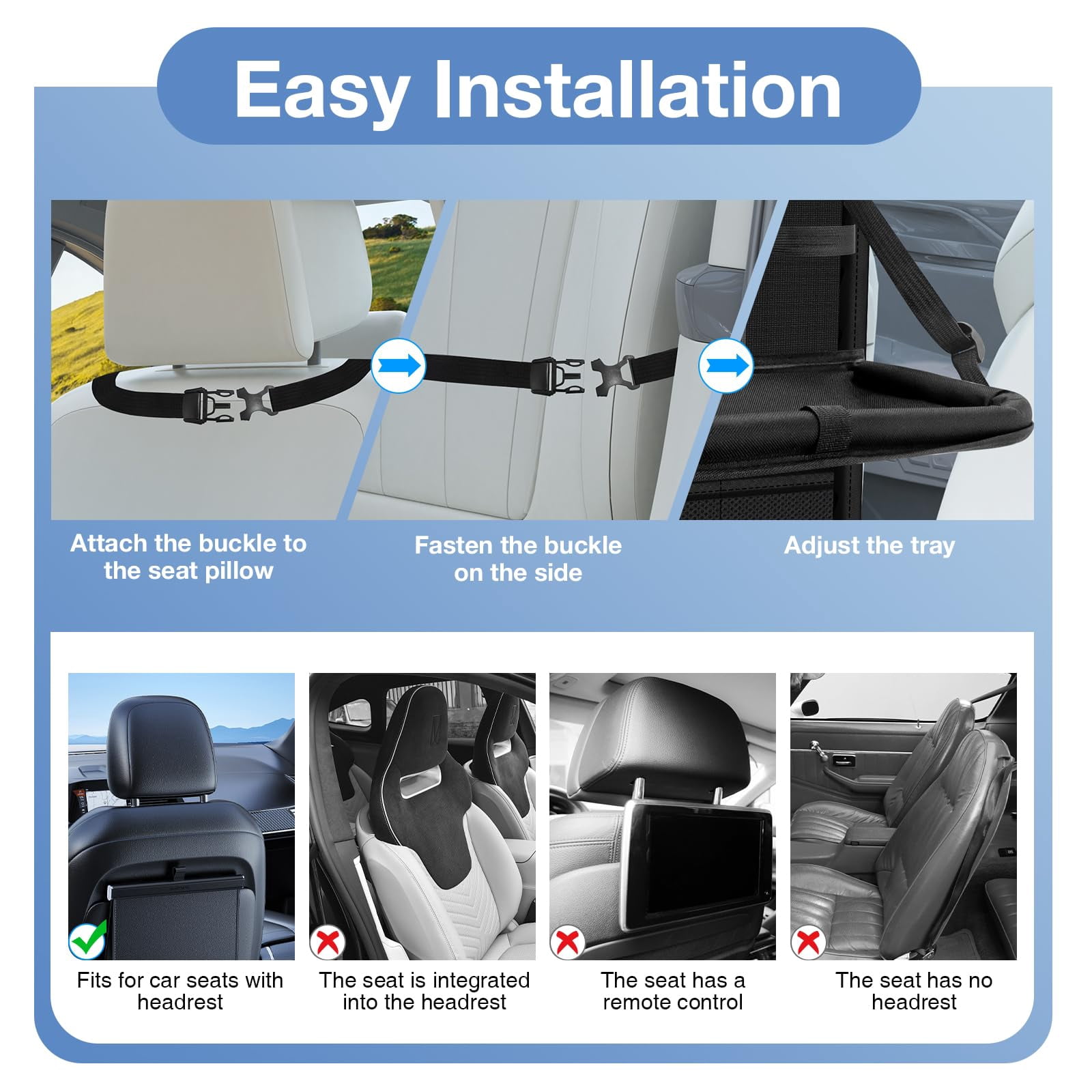 2-Pack Car Backseat Organizer with Table Tray,Supports up to 22 lb,9 Storage Pockets with Touch Screen Tablet Holder,Foldable Food Tray, Protective Kick Mats,Travel Accessories Organizer,Black