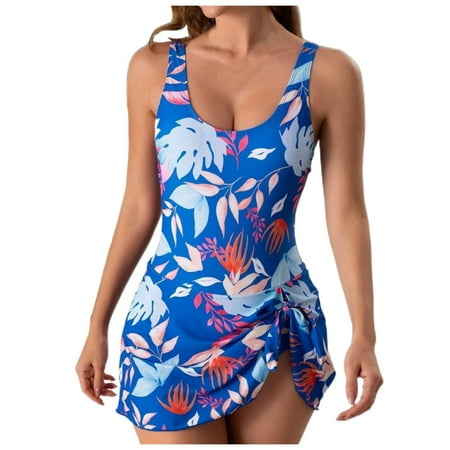 Blphud Bathing Suit Dress Plus Size Bikini Top Swimsuits Women 2024 Tie Knot Swim Dresses Skirt Bathing Suit Women s White Bikini Bottoms Blue L