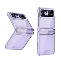 for Samsung Galaxy Z Flip 4 Folding Case with Hinge Protection, Luxury Ultra Slim Crystal Clear Plating Drop Protective Phone Case Cover for Samsung Galaxy Z Flip 4 5G, Purple
