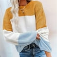 thumbnail image 2 of Outfmvch Chandails pour Femmes Col Rond Manches Longues Pull Tricoté à Blocs de Couleur Pull Décontracté Pull-Over Hauts pour Femmes Chandails pour Femmes Jaune, 2 of 4