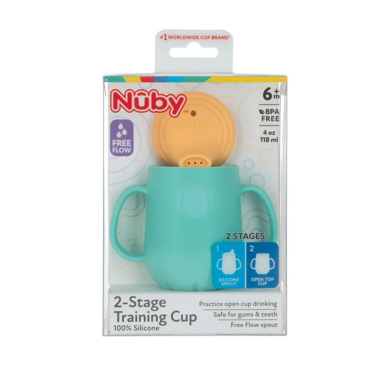 Nuby 2-Stage Silicone Training Cup with Handles and Spout for