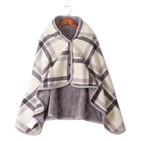 Injueey Mantón dividido de invierno de estilo británico para mujer - Cuadros de cobertura amplia con patrón delicado artesanal exquisito Decoración del hogar Rejilla gris y blanca 100*140cm