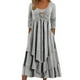 thumbnail image 1 of Vestido holgado de manga larga con fruncidos para mujer - Cuello redondo, fluido, poliéster, informal/para todas las ocasiones - S-XXL, 1 of 4