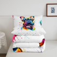 thumbnail image 5 of Homewish Watercolor French Bulldog Queen Comforter Set,Cute Pet Dog Comforter Sets Queen,White,Colorful Stars Reversible,3 Pieces,1 Comforter and 2 Pillowcases, 5 of 7