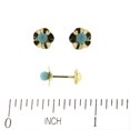 thumbnail image 3 of 18K Solid Yellow Gold Cultivated Pearl or Turquoise Waive Polished Flower Earrings, 3 of 4