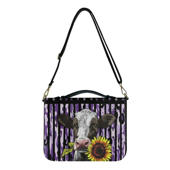 ZUXONGSY Cow Sunflower Print Bible Cover Case for Women Men American Flag Camouflage Pattern Bible Case Faux Bible Bag with Strap Portable Bible Carrying Case with Sturdy Handle, 2XL