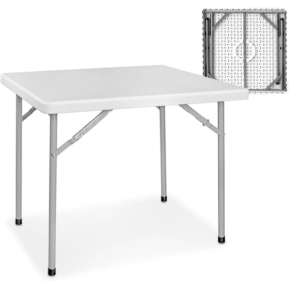 Mesa Plegable Cuadrada 84X84X74 CM Comedor para Jardin Plegable De Plastico Resistente Tipo Portafolio Mesa de Trabajo Multiusos Comedor Grande para Jardin