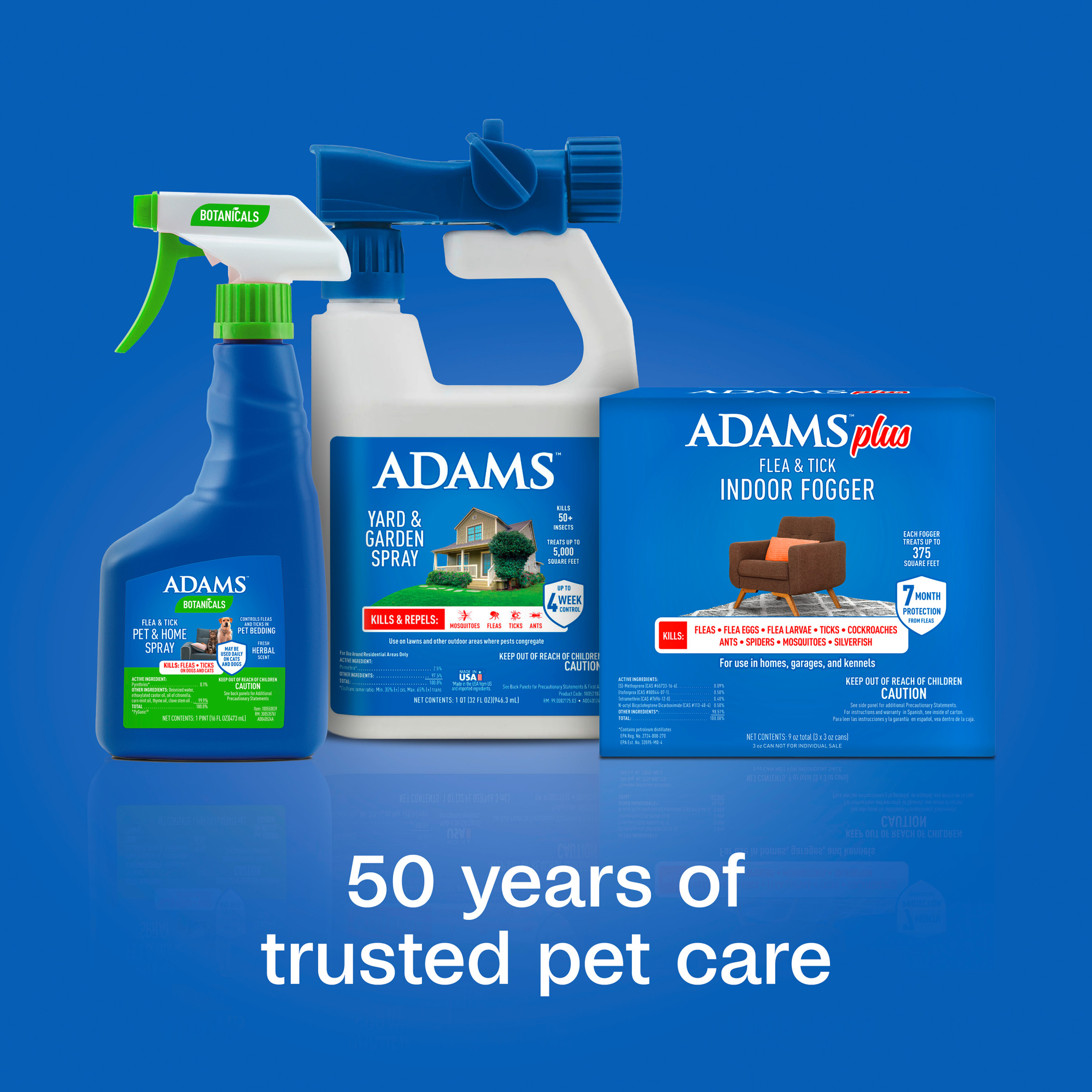 ADAMS Plus Flea & Tick Indoor Fogger, 3 x 3 oz Cans, Kills Fleas, Flea Eggs, Ants, House Flies, Cockroaches, Mosquitoes, and Many Other Pests, Indoor House Treatment, Each Fogger Treats 375 sq ft