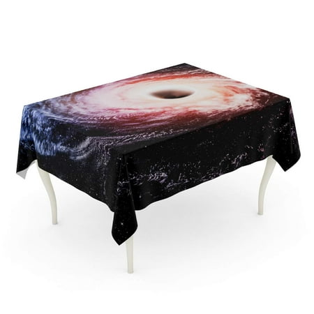 

SIDONKU Hole Black Space Way Fiction Hydrogen Nebula Galaxy White Tablecloth Table Desk Cover Home Party Decor 60x104 inch